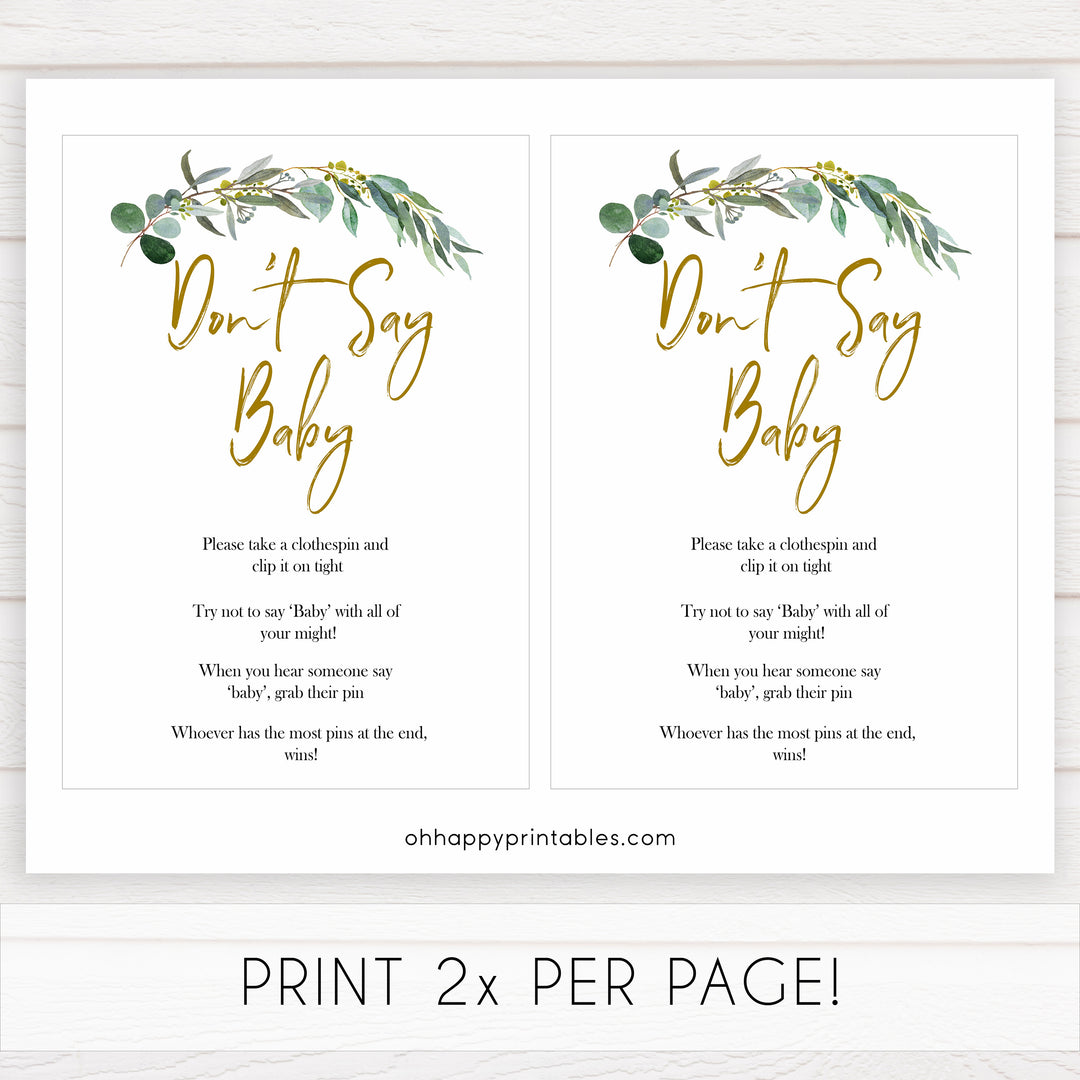 Eucalyptus baby shower games, dont say baby game baby game, fun baby shower games, printable baby games, baby shower ideas, baby games, baby shower baby shower bundle, baby shower games packs, botanical baby shower