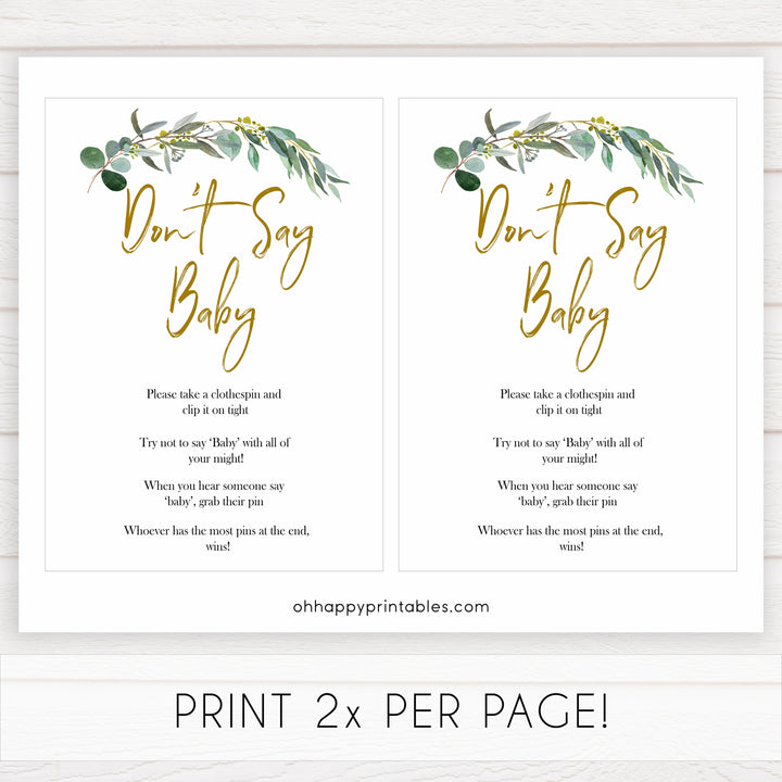 Eucalyptus baby shower games, dont say baby game baby game, fun baby shower games, printable baby games, baby shower ideas, baby games, baby shower baby shower bundle, baby shower games packs, botanical baby shower