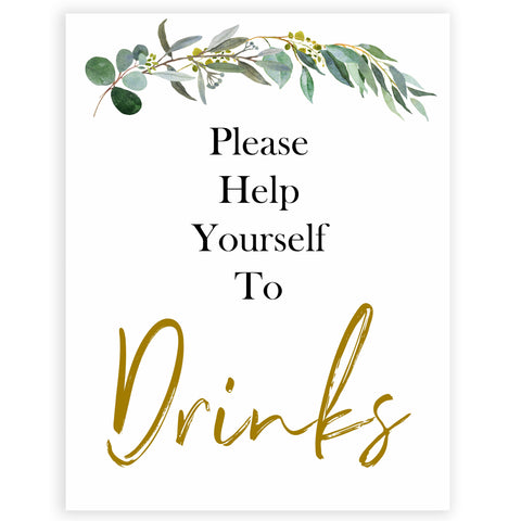 eucalyptus baby signs, drinks baby signs, printable baby signs, botanical baby signs, baby shower decor, fun baby signs