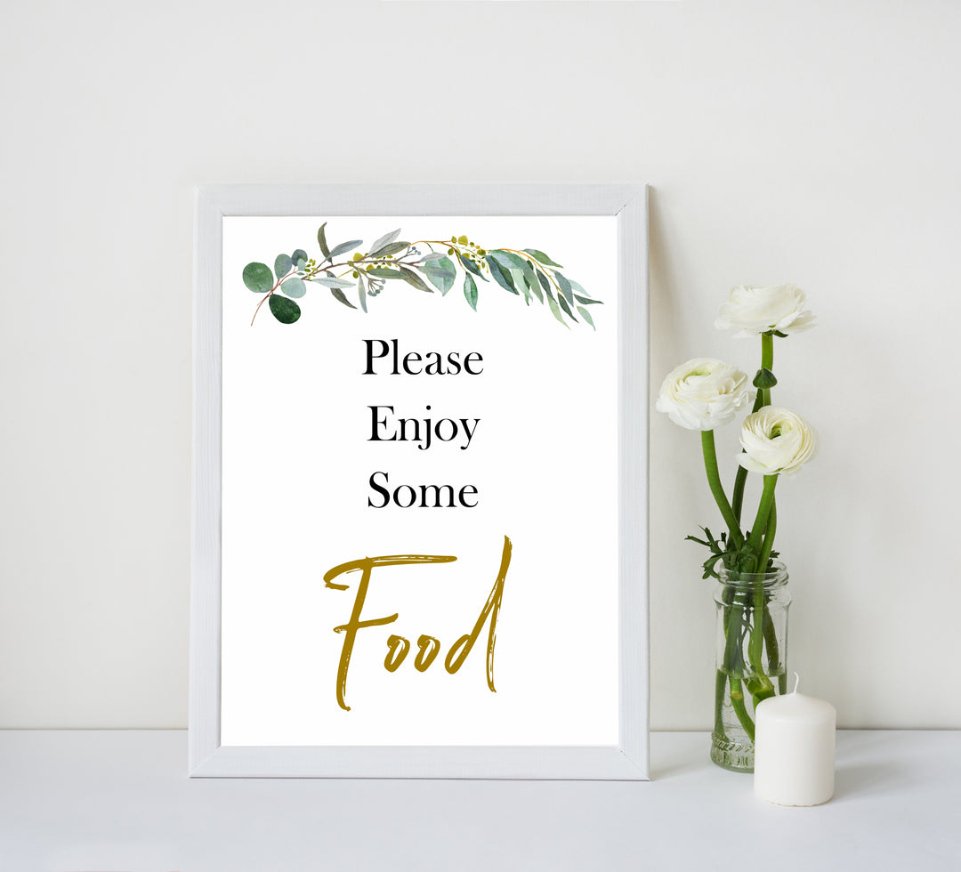 eucalyptus baby shower signs, printable baby signs pack, botanical baby signs, food signs, drinks signs, baby shower decor