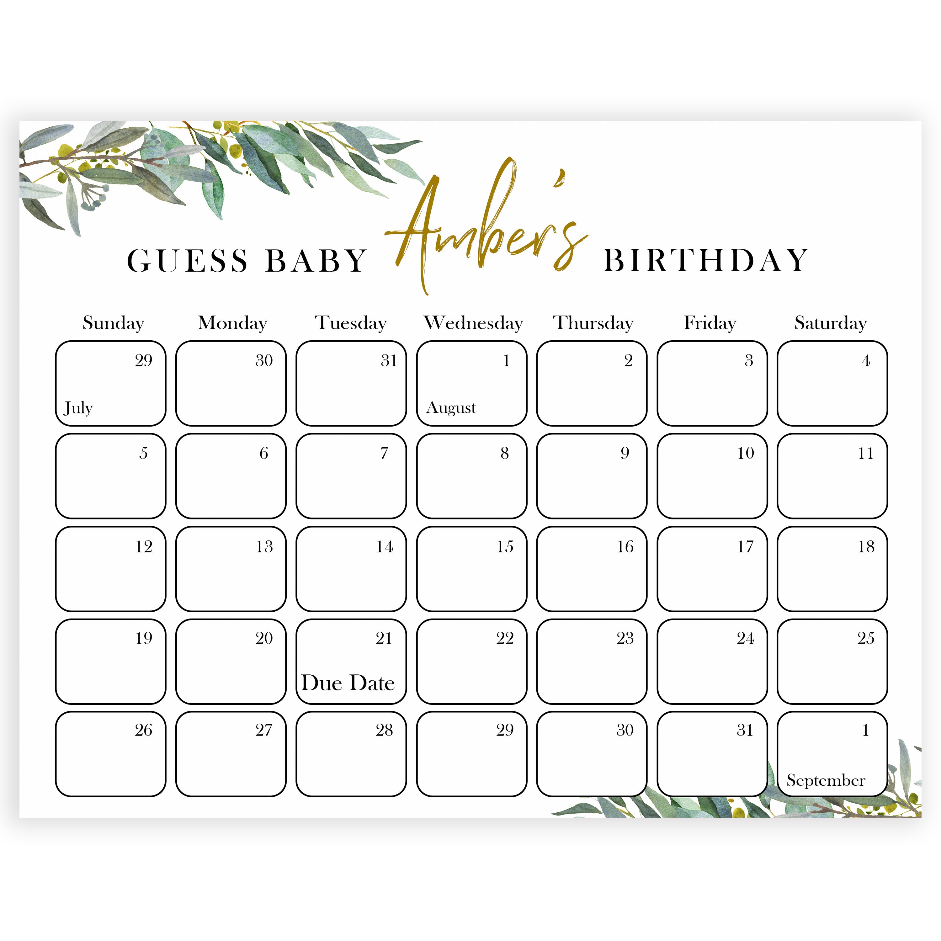 guess the baby birthday game, baby birthday predictions game, printable baby games, fun baby shower games, floral baby games