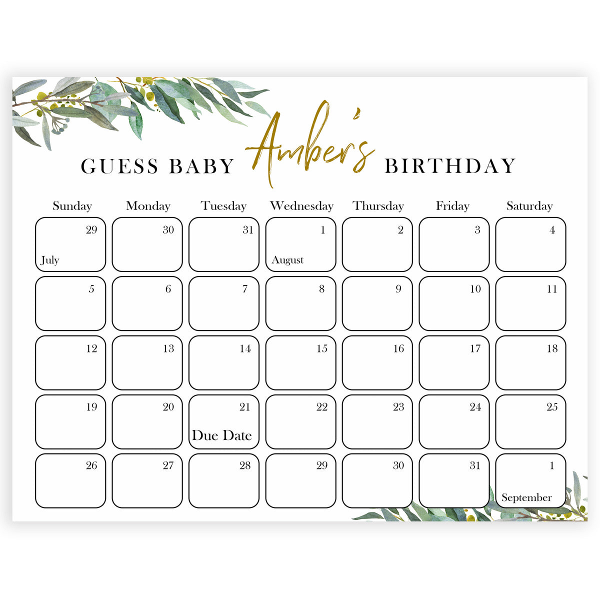 guess the baby birthday game, baby birthday predictions game, printable baby games, fun baby shower games, floral baby games