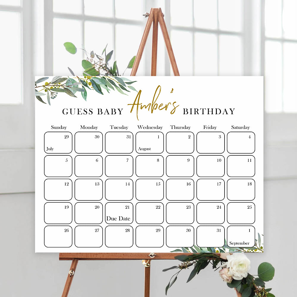 guess the baby birthday game, baby birthday predictions game, printable baby games, fun baby shower games, floral baby games