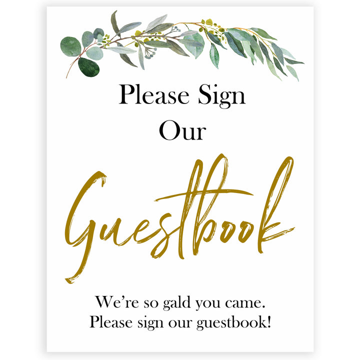 eucalyptus baby signs, guestbook baby signs, printable baby signs, botanical baby signs, baby shower decor, fun baby signs