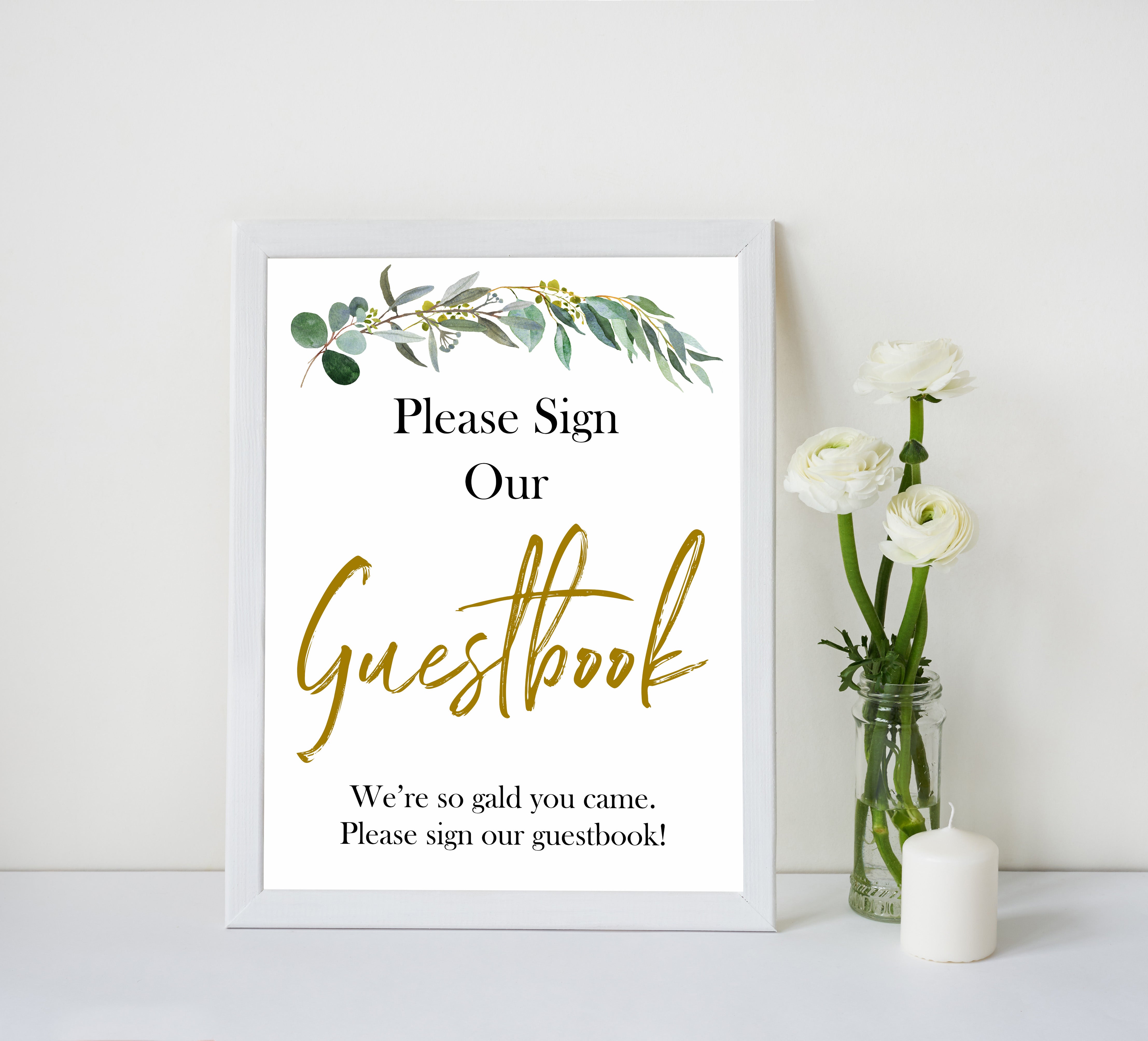 eucalyptus baby signs, guestbook baby signs, printable baby signs, botanical baby signs, baby shower decor, fun baby signs