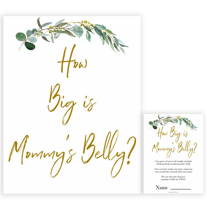 Eucalyptus baby shower games, how big is mommys belly game baby game, fun baby shower games, printable baby games, baby shower ideas, baby games, baby shower baby shower bundle, baby shower games packs, botanical baby shower