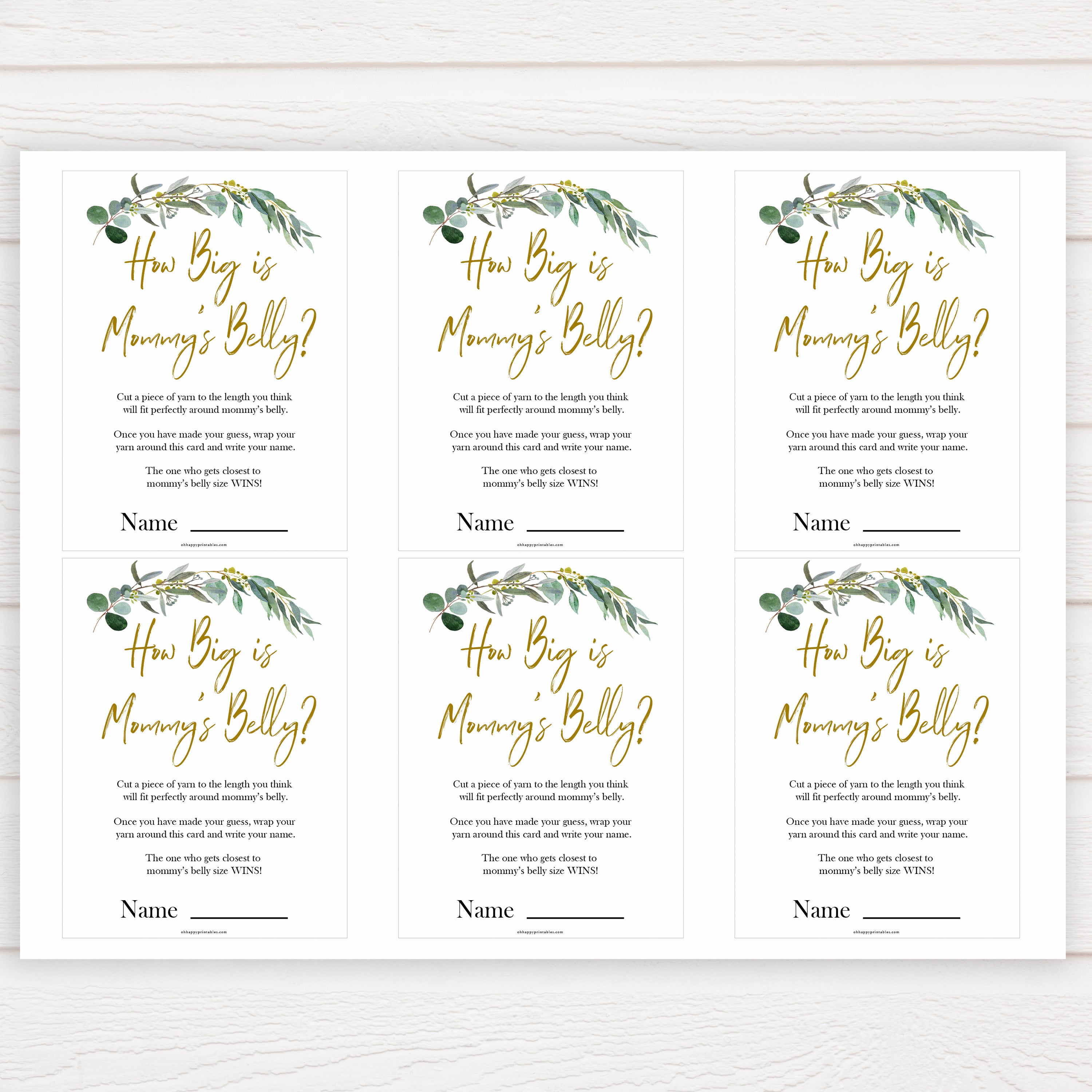 Eucalyptus baby shower games, how big is mommys belly game baby game, fun baby shower games, printable baby games, baby shower ideas, baby games, baby shower baby shower bundle, baby shower games packs, botanical baby shower