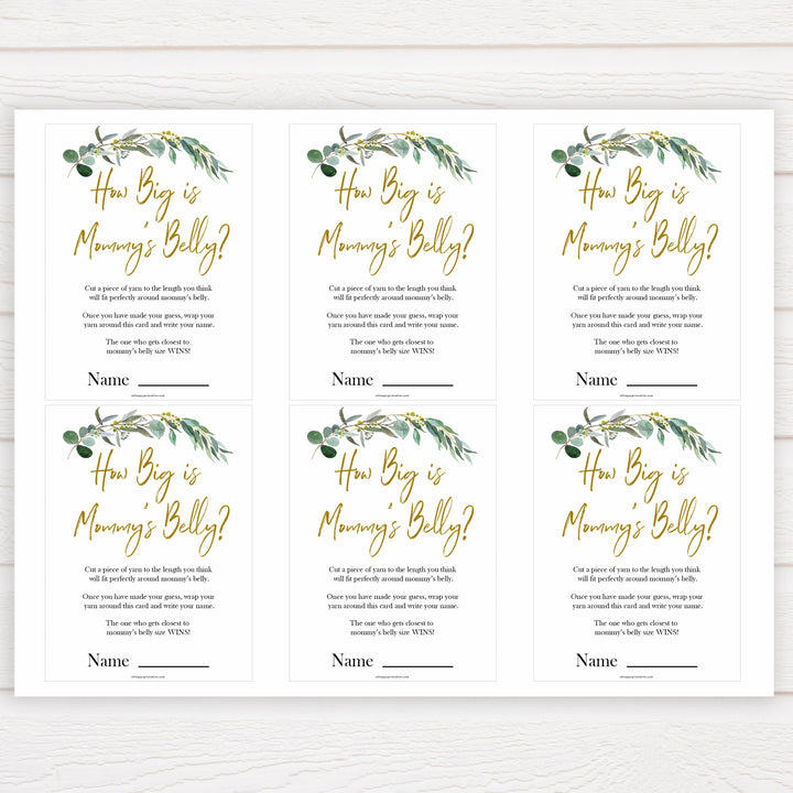 Eucalyptus baby shower games, how big is mommys belly game baby game, fun baby shower games, printable baby games, baby shower ideas, baby games, baby shower baby shower bundle, baby shower games packs, botanical baby shower