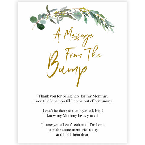 Eucalyptus baby shower games, message from the bump game baby game, fun baby shower games, printable baby games, baby shower ideas, baby games, baby shower baby shower bundle, baby shower games packs, botanical baby shower