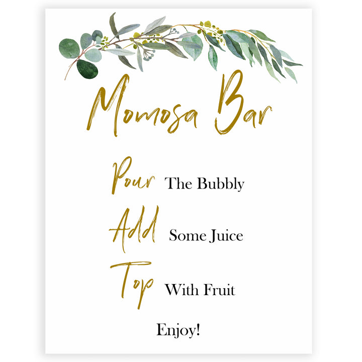eucalyptus baby signs, momosa bar baby signs, printable baby signs, botanical baby signs, baby shower decor, fun baby signs