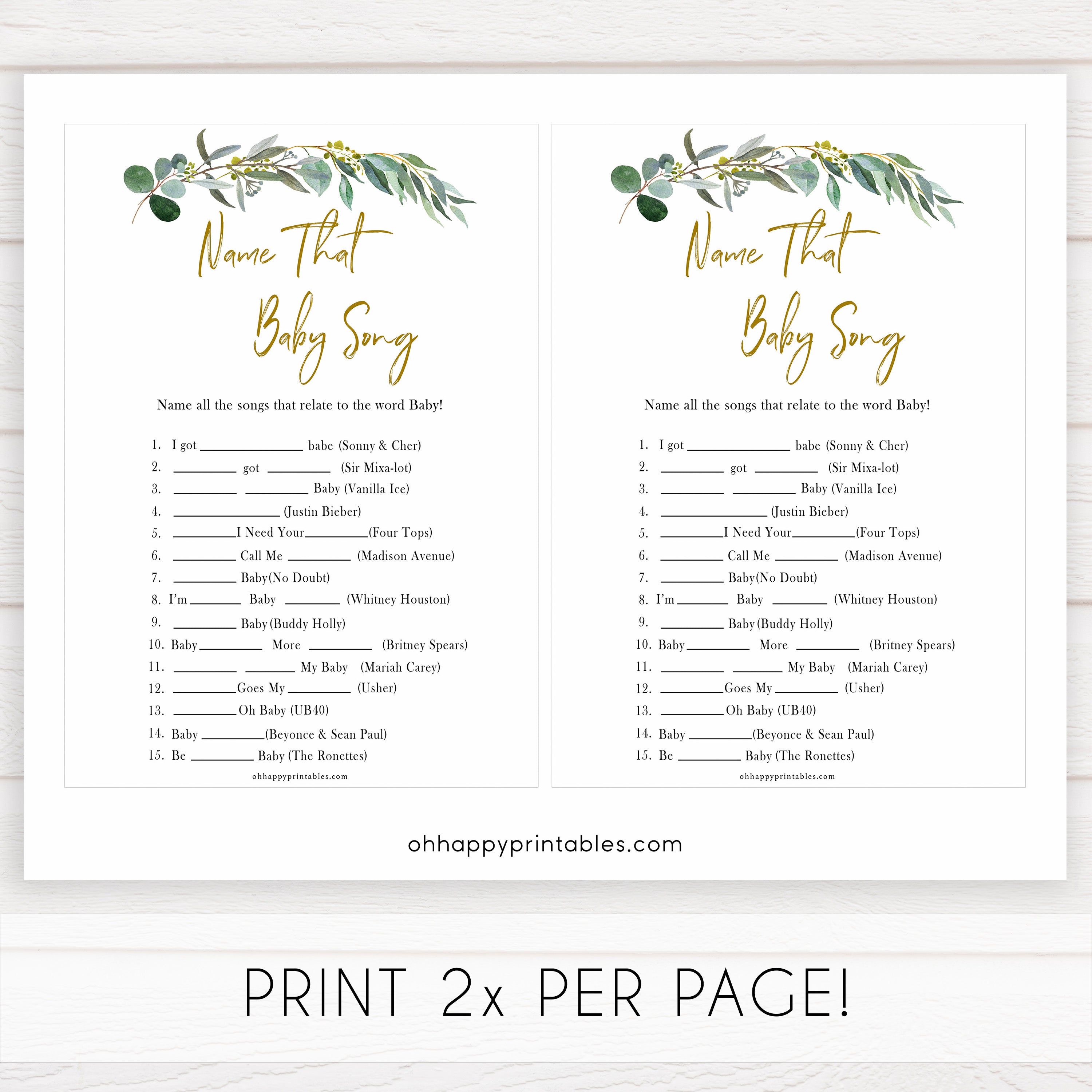 Eucalyptus baby shower games, name that baby song game baby game, fun baby shower games, printable baby games, baby shower ideas, baby games, baby shower baby shower bundle, baby shower games packs, botanical baby shower