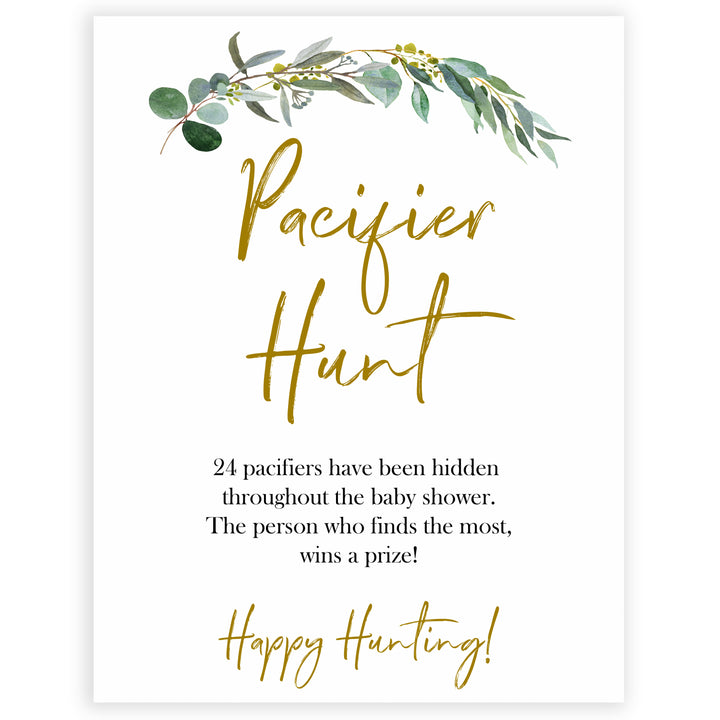 Eucalyptus baby shower games, pacifier hunt baby game, fun baby shower games, printable baby games, baby shower ideas, baby games, baby shower baby shower bundle, baby shower games packs, botanical baby shower