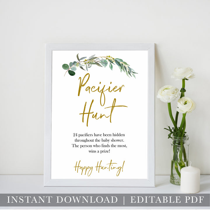 Eucalyptus baby shower games, pacifier hunt baby game, fun baby shower games, printable baby games, baby shower ideas, baby games, baby shower baby shower bundle, baby shower games packs, botanical baby shower