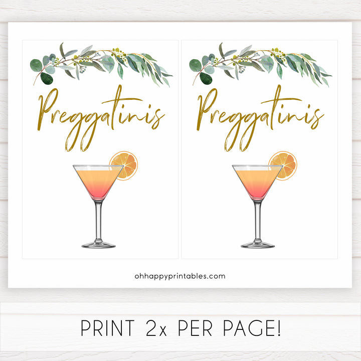 eucalyptus baby signs, preggatinis baby signs, printable baby signs, botanical baby signs, baby shower decor, fun baby signs