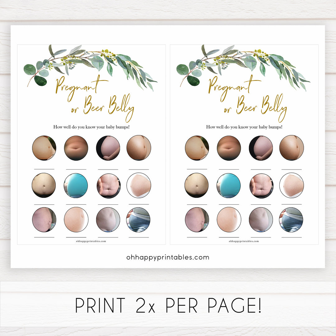 Eucalyptus baby shower games, pregnant or beer belly game baby game, fun baby shower games, printable baby games, baby shower ideas, baby games, baby shower baby shower bundle, baby shower games packs, botanical baby shower