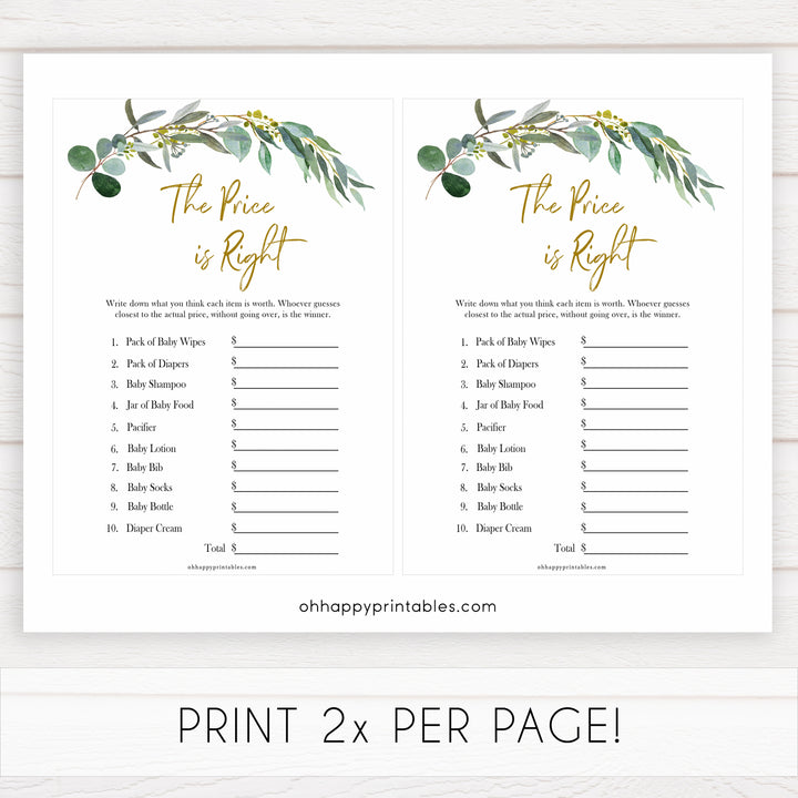  Eucalyptus baby shower games, the price is right game baby game, fun baby shower games, printable baby games, baby shower ideas, baby games, baby shower baby shower bundle, baby shower games packs, botanical baby shower