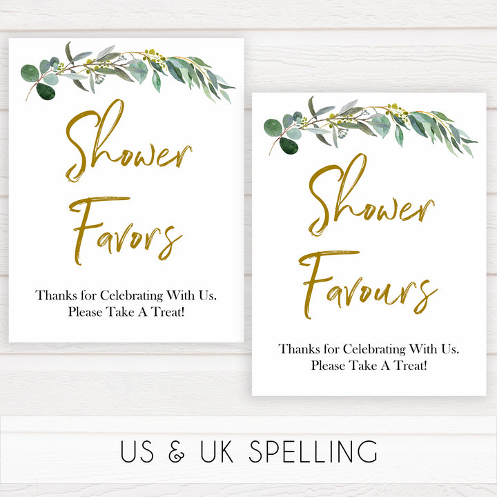 eucalyptus baby signs, shower favors baby signs, favour baby signs, printable baby signs, botanical baby signs, baby shower decor, fun baby signs