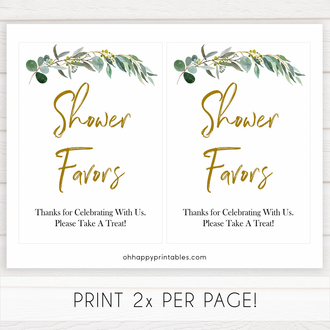 eucalyptus baby signs, shower favors baby signs, favour baby signs, printable baby signs, botanical baby signs, baby shower decor, fun baby signs