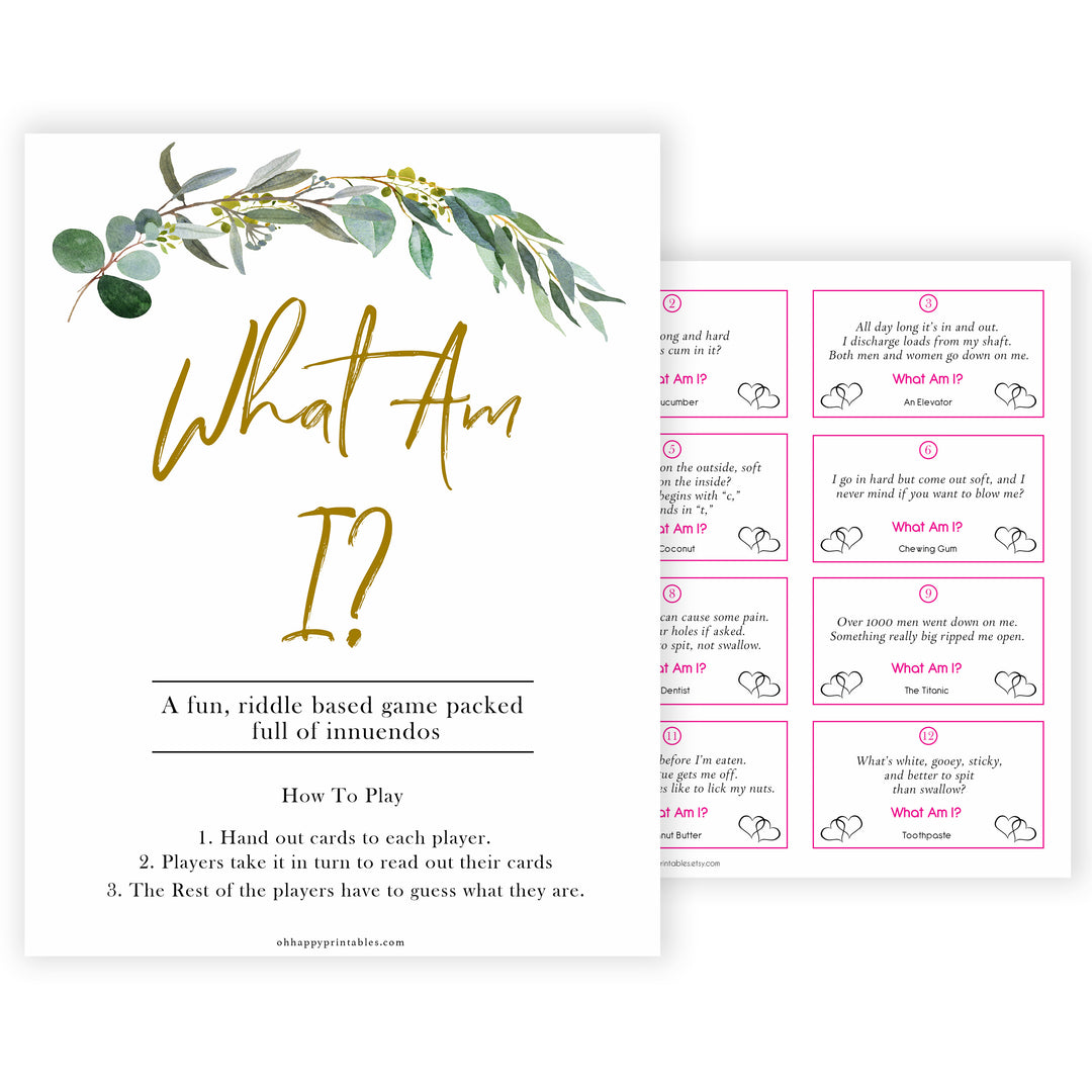 Eucalyptus baby shower games, what am I game baby game, fun baby shower games, printable baby games, baby shower ideas, baby games, baby shower baby shower bundle, baby shower games packs, botanical baby shower