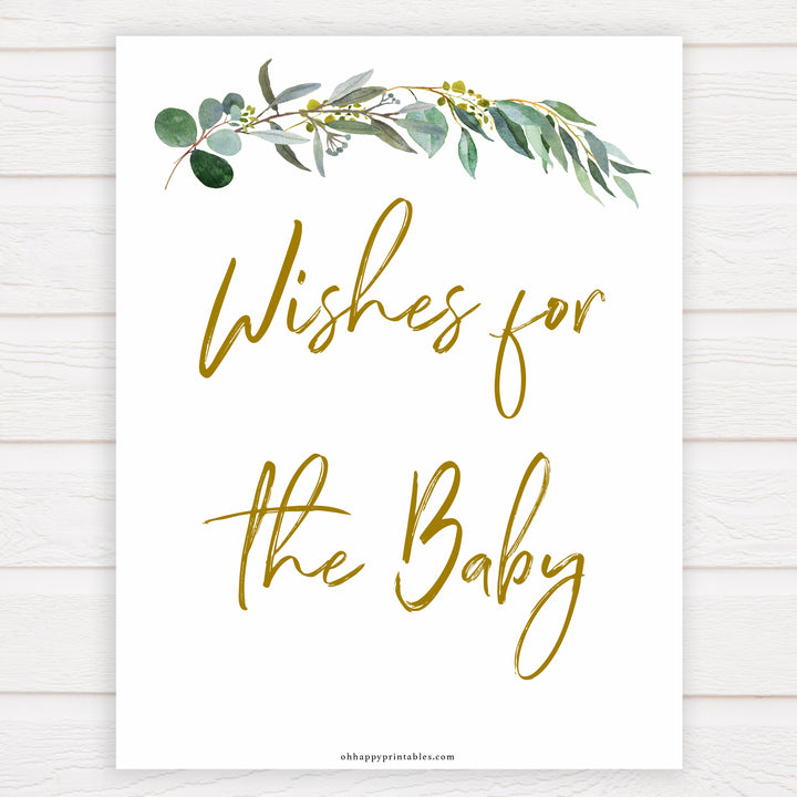 Eucalyptus baby shower games, wishes for the baby game baby game, fun baby shower games, printable baby games, baby shower ideas, baby games, baby shower baby shower bundle, baby shower games packs, botanical baby shower