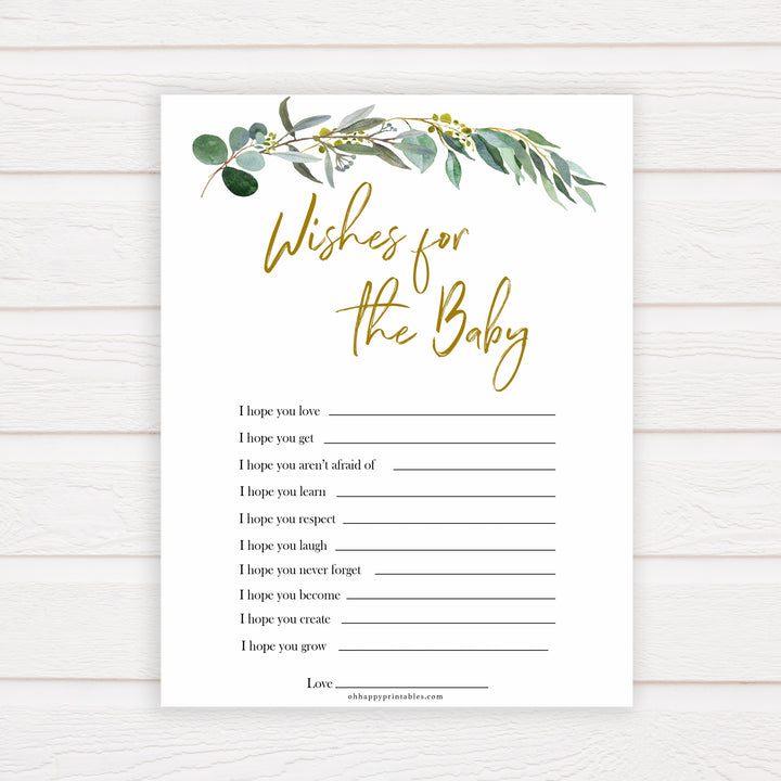 Eucalyptus baby shower games, wishes for the baby game baby game, fun baby shower games, printable baby games, baby shower ideas, baby games, baby shower baby shower bundle, baby shower games packs, botanical baby shower
