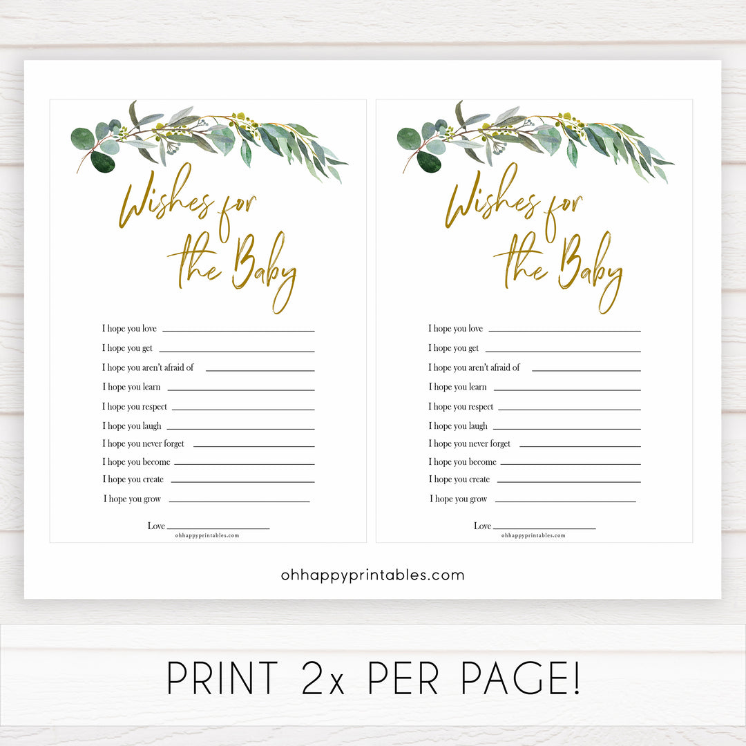 Eucalyptus baby shower games, wishes for the baby game baby game, fun baby shower games, printable baby games, baby shower ideas, baby games, baby shower baby shower bundle, baby shower games packs, botanical baby shower