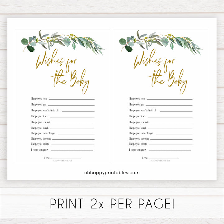 Eucalyptus baby shower games, wishes for the baby game baby game, fun baby shower games, printable baby games, baby shower ideas, baby games, baby shower baby shower bundle, baby shower games packs, botanical baby shower
