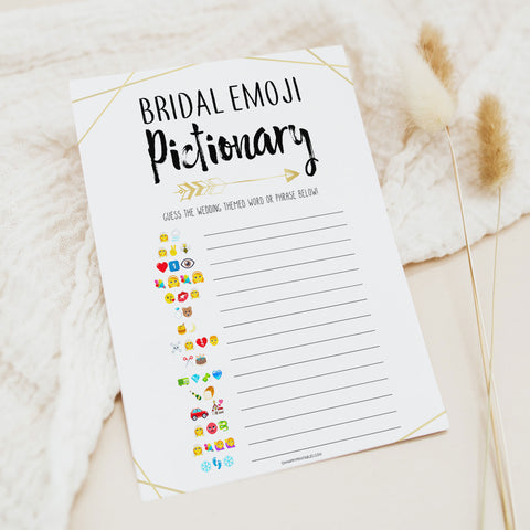 bridal shower emoji pictionary, printable bridal shower games, bride tribe theme, fun bridal shower games