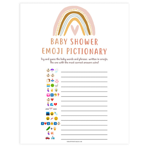 baby shower emoji pictionary game, Printable baby shower games, boho rainbow baby games, baby shower games, fun baby shower ideas, top baby shower ideas, boho rainbow baby shower, baby shower games, fun boho rainbow baby shower ideas