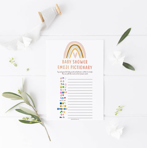 baby shower emoji pictionary game, Printable baby shower games, boho rainbow baby games, baby shower games, fun baby shower ideas, top baby shower ideas, boho rainbow baby shower, baby shower games, fun boho rainbow baby shower ideas