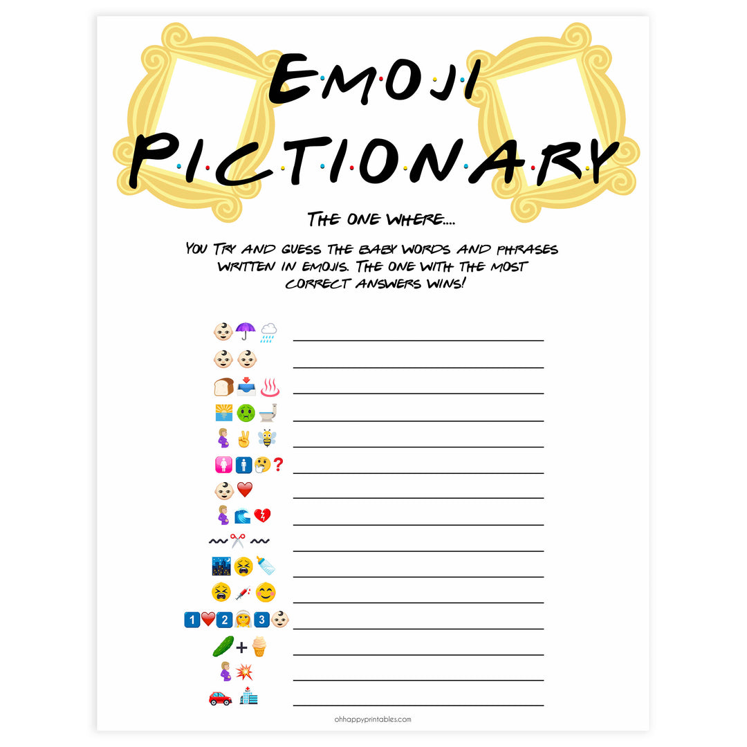 baby emoji pictionary game, Printable baby shower games, friends fun baby games, baby shower games, fun baby shower ideas, top baby shower ideas, friends baby shower, friends baby shower ideas