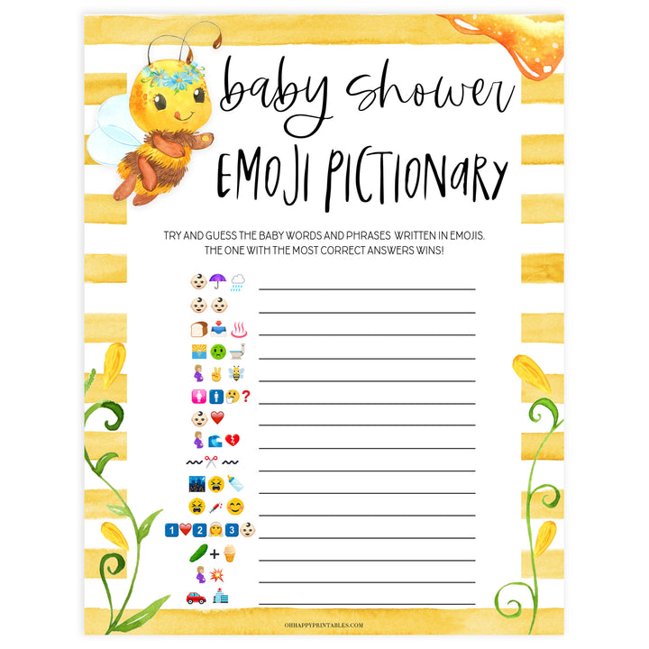 baby shower emoji pictionary game, emoji pictionary, Printable baby shower games, mommy bee fun baby games, baby shower games, fun baby shower ideas, top baby shower ideas, mommy to bee baby shower, friends baby shower ideas