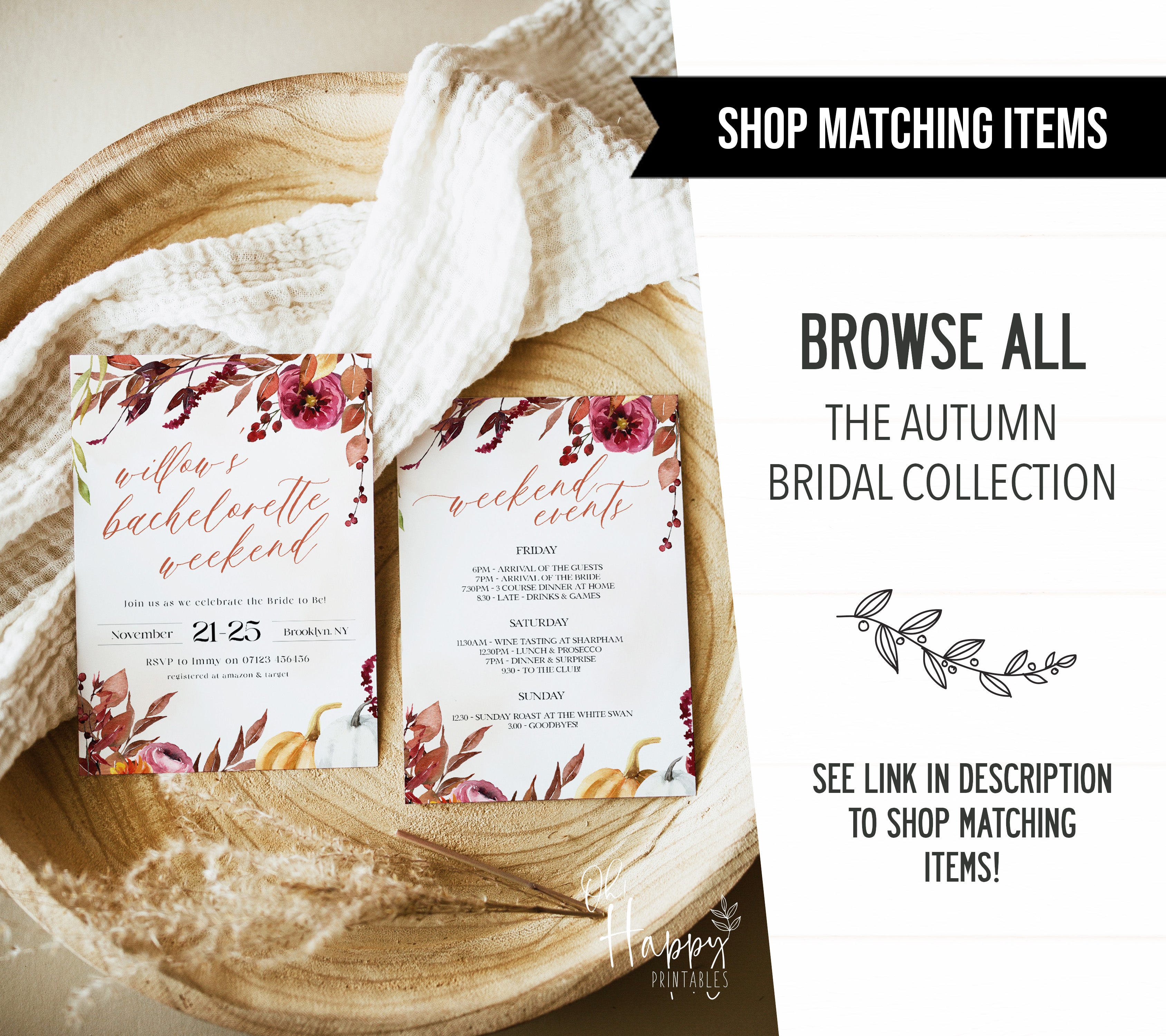 Fully editable and printable 100 bridal shower games with a Fall design. Perfect for a fall floral bridal shower