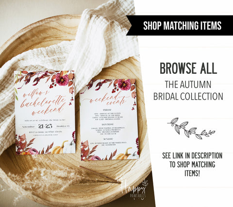 Fully editable mobile bridal shower invitation with a Fall design. Perfect for a fall floral bridal shower