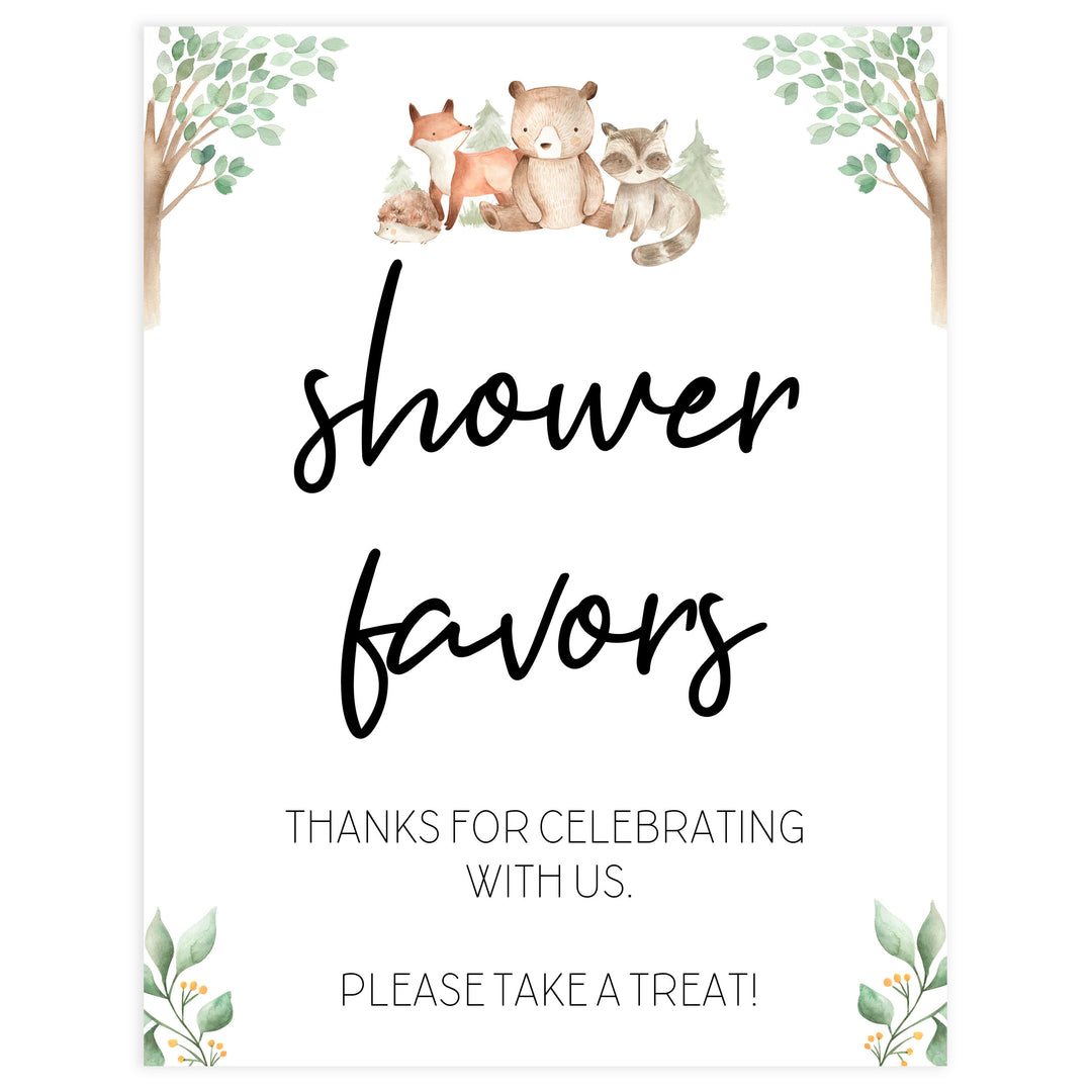 favors baby shower table signs, Woodland animals baby decor, printable baby table signs, printable baby decor, baby woodland animals table signs, fun baby signs, baby woodland animals fun baby table signs
