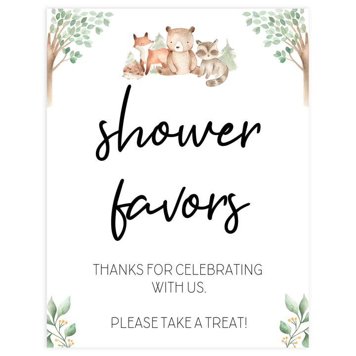 favors baby shower table signs, Woodland animals baby decor, printable baby table signs, printable baby decor, baby woodland animals table signs, fun baby signs, baby woodland animals fun baby table signs