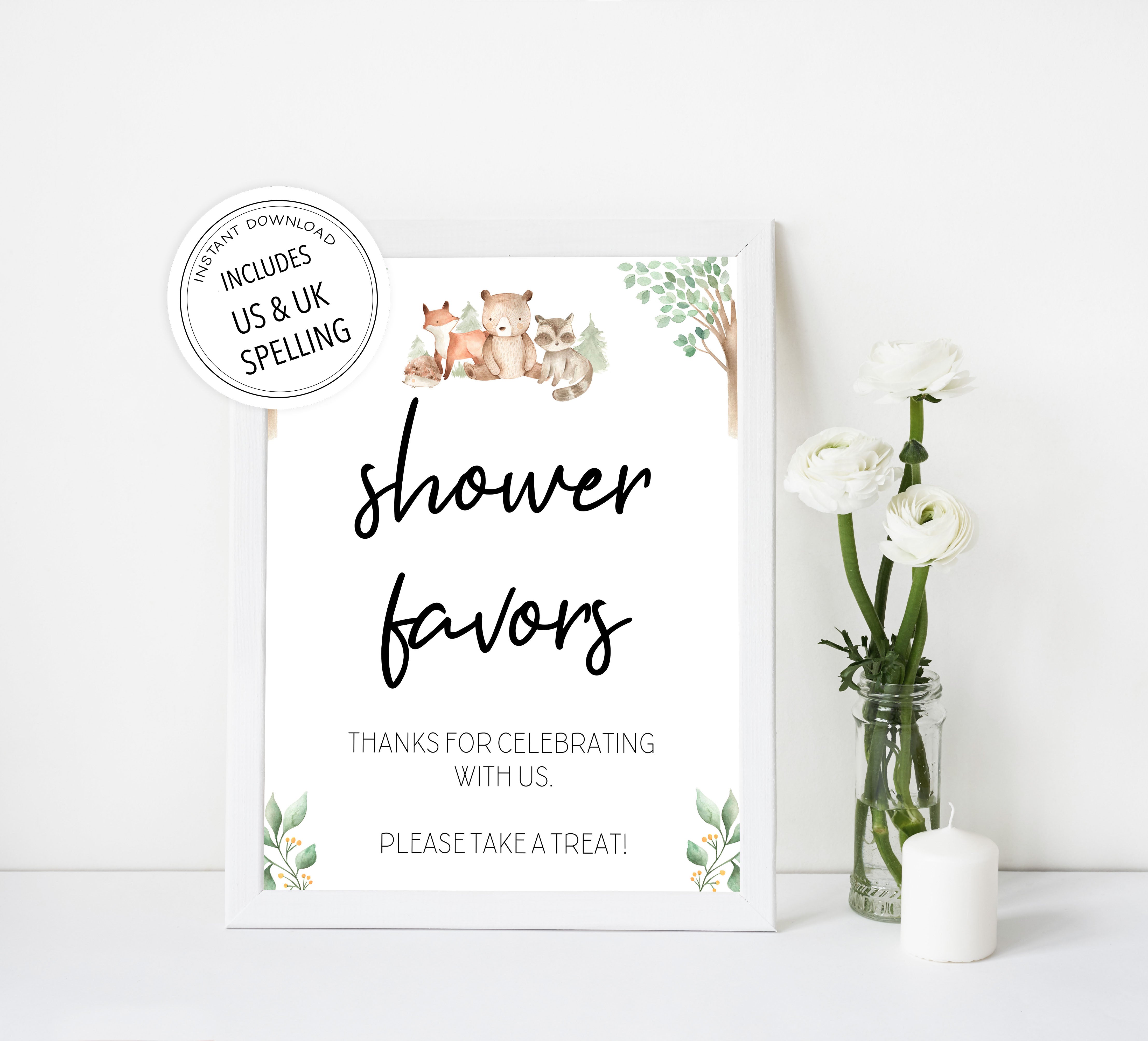 8 baby shower signs, Woodland animals baby decor, printable baby table signs, printable baby decor, baby woodland animals table signs, fun baby signs, baby woodland animals fun baby table signs