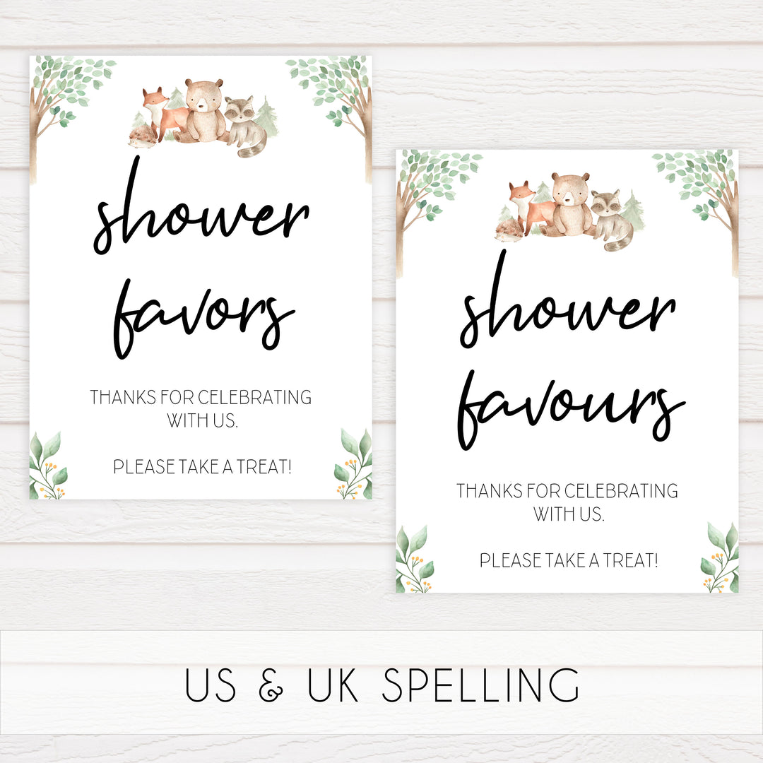 8 baby shower signs, Woodland animals baby decor, printable baby table signs, printable baby decor, baby woodland animals table signs, fun baby signs, baby woodland animals fun baby table signs