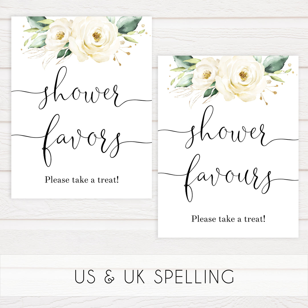 favors baby shower table sign, White floral baby decor, printable baby table signs, printable baby decor, baby safari animals table signs, fun baby signs, baby safari animals fun baby table signs