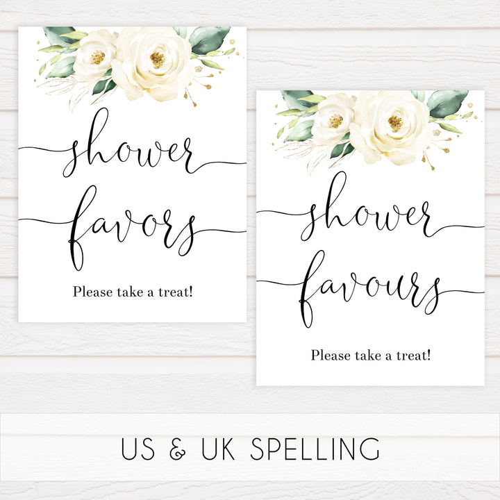 favors baby shower table sign, White floral baby decor, printable baby table signs, printable baby decor, baby safari animals table signs, fun baby signs, baby safari animals fun baby table signs