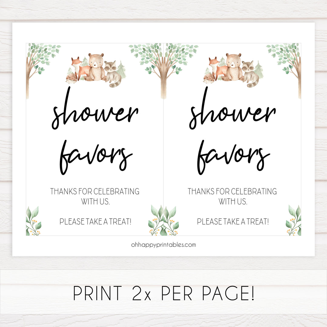 favors baby shower table signs, Woodland animals baby decor, printable baby table signs, printable baby decor, baby woodland animals table signs, fun baby signs, baby woodland animals fun baby table signs