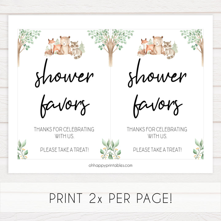 favors baby shower table signs, Woodland animals baby decor, printable baby table signs, printable baby decor, baby woodland animals table signs, fun baby signs, baby woodland animals fun baby table signs