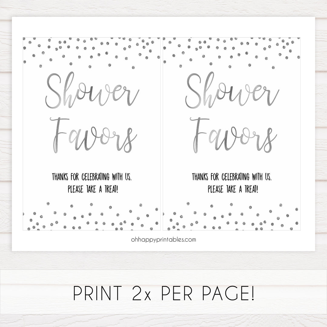 favors baby table signs, favors baby signs, Baby silver glitter baby decor, printable baby table signs, printable baby decor, baby silver glitter table signs, fun baby signs, baby silver fun baby table signs