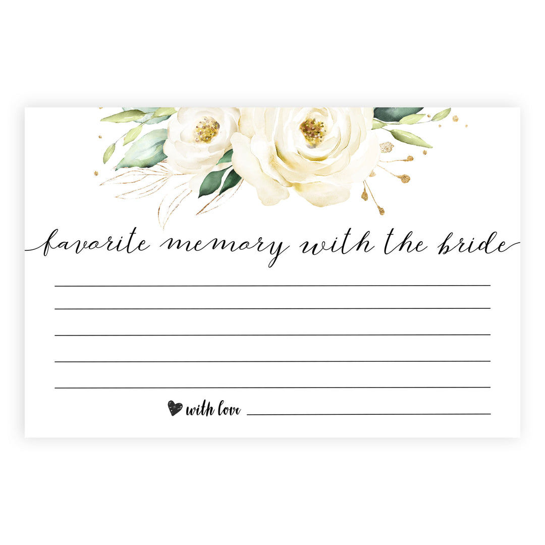 favorite memory for the bride, Printable bridal shower games, floral bridal shower, floral bridal shower games, fun bridal shower games, bridal shower game ideas, floral bridal shower