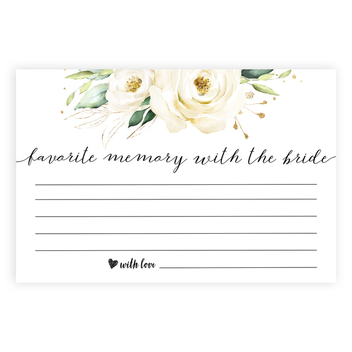 favorite memory for the bride, Printable bridal shower games, floral bridal shower, floral bridal shower games, fun bridal shower games, bridal shower game ideas, floral bridal shower