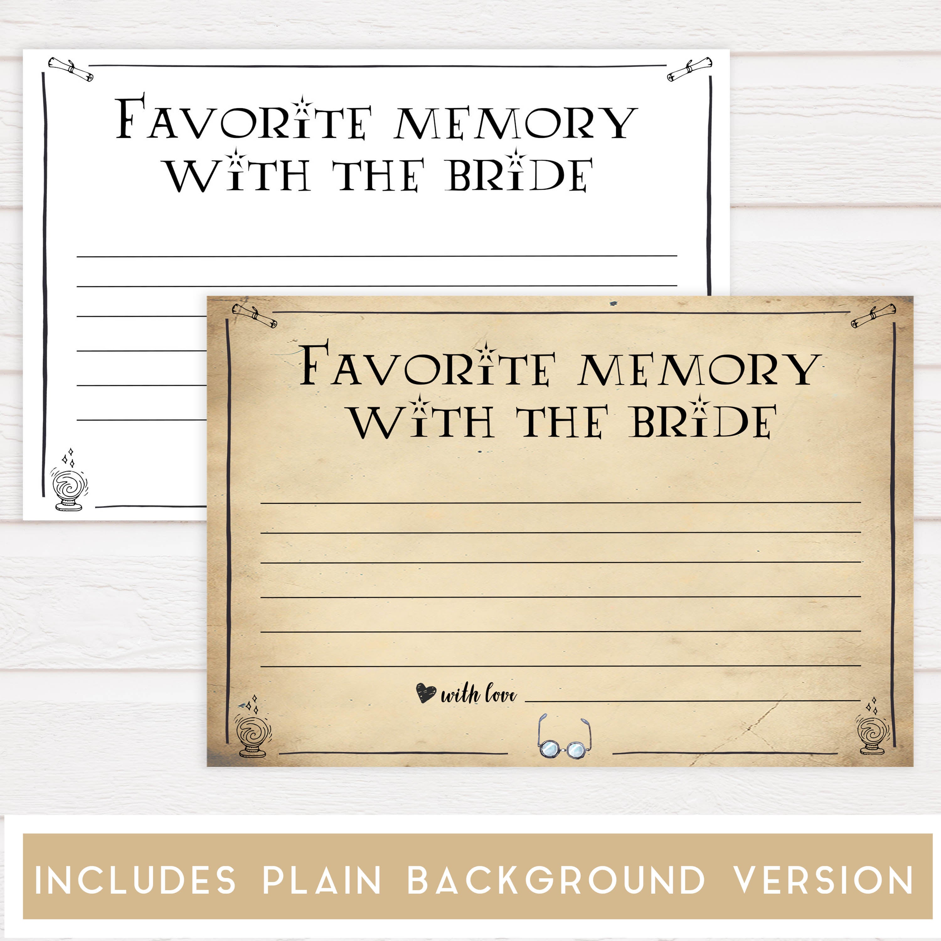 favorite memory with the bride keepsake, Printable bridal shower games, Harry potter bridal shower, Harry Potter bridal shower games, fun bridal shower games, bridal shower game ideas, Harry Potter bridal shower
