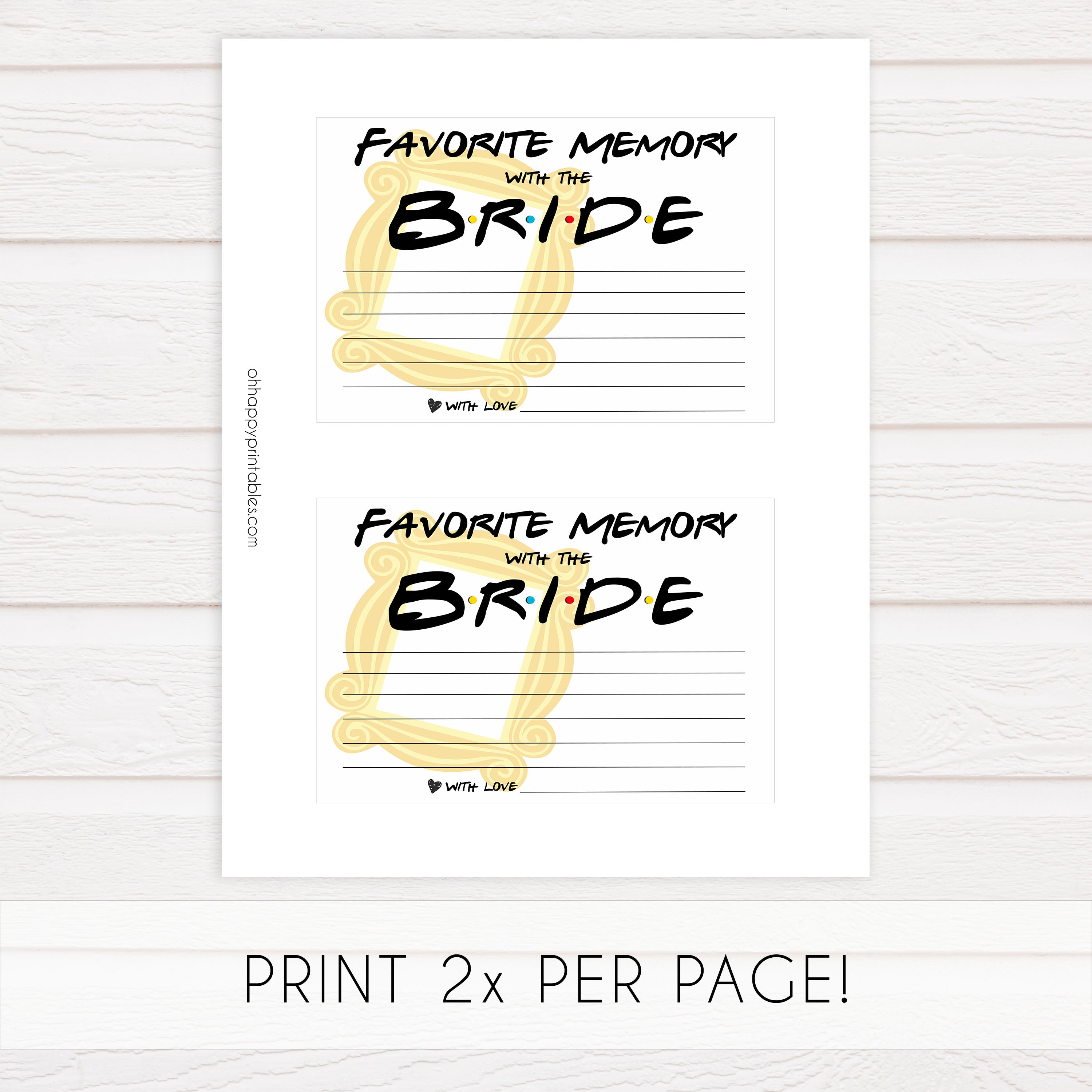favorite memory with the bride game, Printable bridal shower games, friends bridal shower, friends bridal shower games, fun bridal shower games, bridal shower game ideas, friends bridal shower