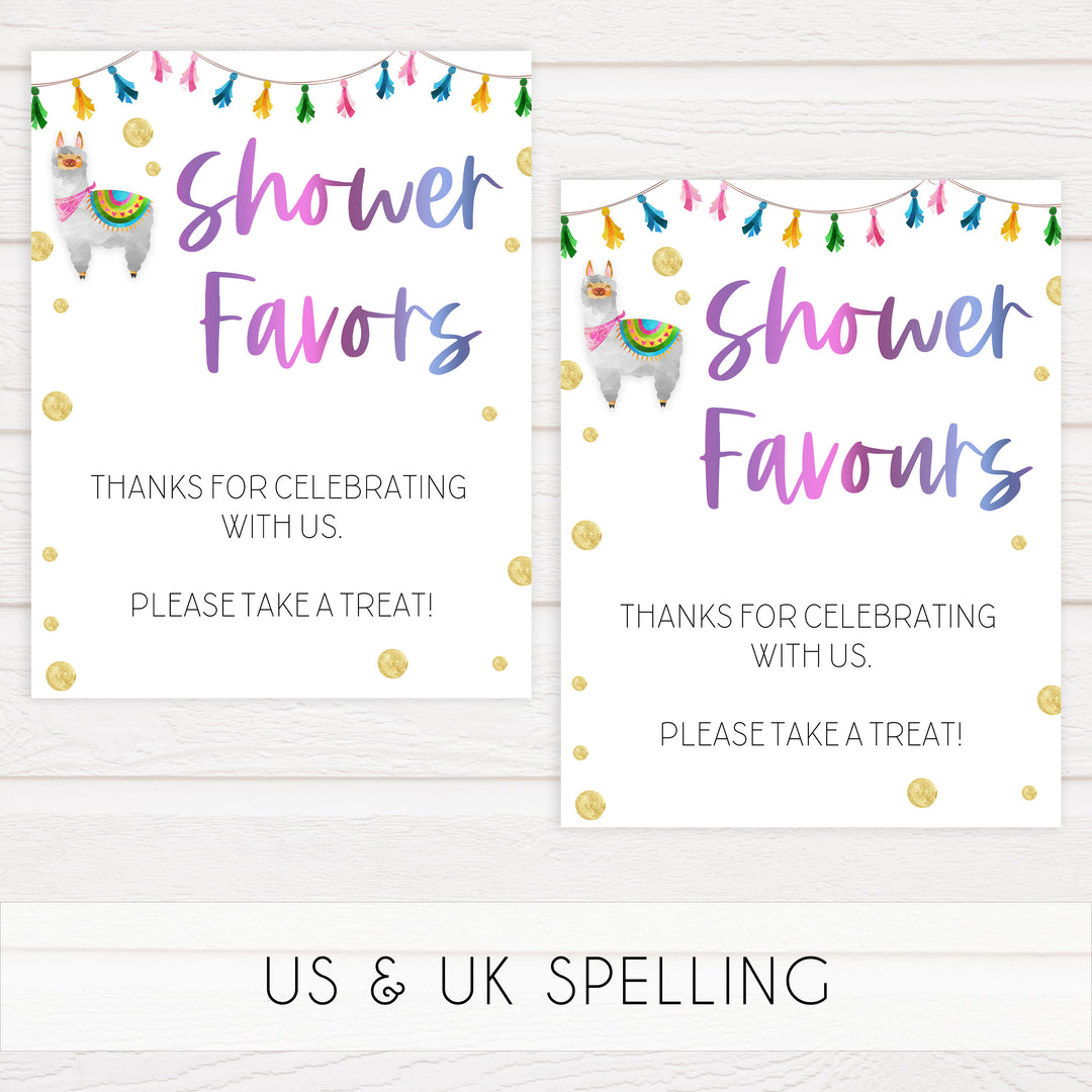 baby shower favors table signs, favors baby table signs, Llama fiesta baby decor, printable baby table signs, printable baby decor, baby llama fiesta table signs, fun baby signs, baby llama fiesta fun baby table signs