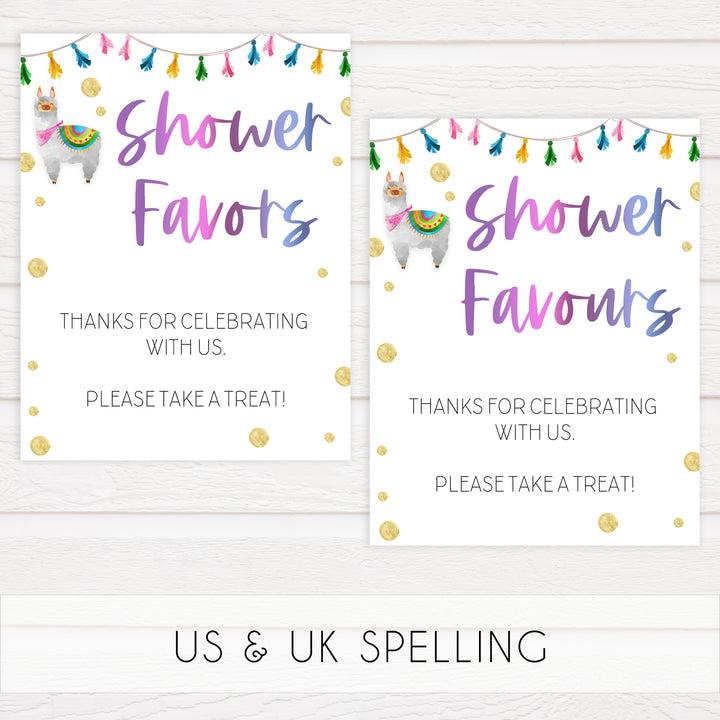 baby shower favors table signs, favors baby table signs, Llama fiesta baby decor, printable baby table signs, printable baby decor, baby llama fiesta table signs, fun baby signs, baby llama fiesta fun baby table signs