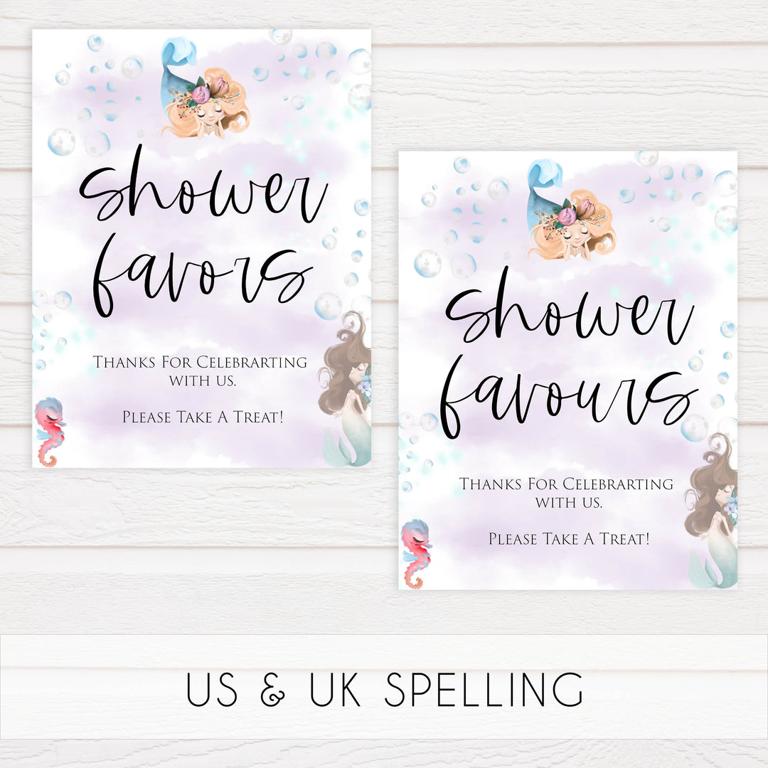 baby shower favors signs, Little mermaid baby decor, printable baby table signs, printable baby decor, baby little mermaid table signs, fun baby signs, baby little mermaid fun baby table signs